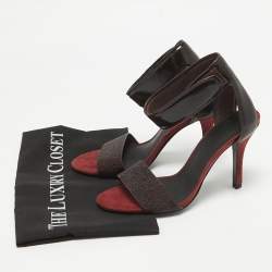 Alexander Wang Burgundy Patent Leather and Suede Ankle Strap Sandals Size 37