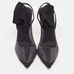 Alexander Wang Black Knit Fabric and PVC Caden Booties Size 37.5