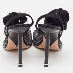 Alexander Wang Black Knit Fabric and PVC Caden Booties Size 37.5