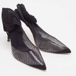 Alexander Wang Black Knit Fabric and PVC Caden Booties Size 37.5
