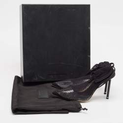 Alexander Wang Black Knit Fabric and PVC Caden Booties Size 37.5