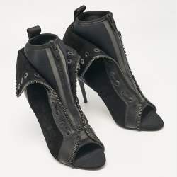 Pre Owned Alexander Wang x H&M Black Leather and Suede Scuba Ankle Length Boots 39