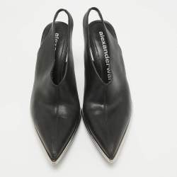 Alexander Wang Black Leather Cara Slingback Pumps Size 40