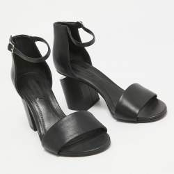 Alexander Wang Black Leather Block Heel Abby Sandals Size 37