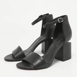 Alexander Wang Black Leather Block Heel Abby Sandals Size 37