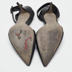 مملوكة مسبقًا Alexander Wang Black Leather Lovisa Ankle Strap Pumps Size 41