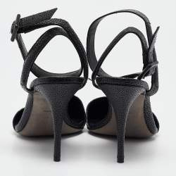 مملوكة مسبقًا Alexander Wang Black Leather Lovisa Ankle Strap Pumps Size 41