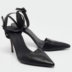 مملوكة مسبقًا Alexander Wang Black Leather Lovisa Ankle Strap Pumps Size 41