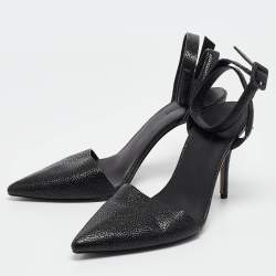 مملوكة مسبقًا Alexander Wang Black Leather Lovisa Ankle Strap Pumps Size 41