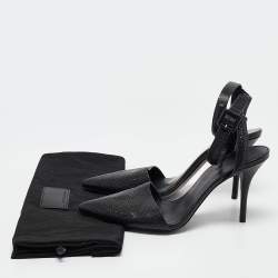 مملوكة مسبقًا Alexander Wang Black Leather Lovisa Ankle Strap Pumps Size 41