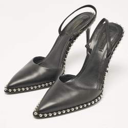 Pre Owned Alexander Wang Black Leather Nova Studded Rina Slingback Pumps Size 39