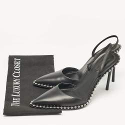 Pre Owned Alexander Wang Black Leather Nova Studded Rina Slingback Pumps Size 39