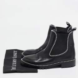 Pre Owned Alexander Wang Black Leather Studded Accents Chelsea Boots Size 40