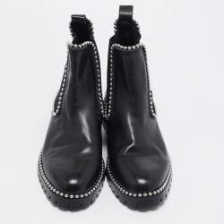Pre Owned Alexander Wang Black Leather Studded Accents Chelsea Boots Size 40