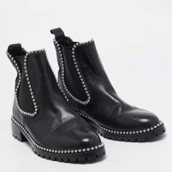 Pre Owned Alexander Wang Black Leather Studded Accents Chelsea Boots Size 40