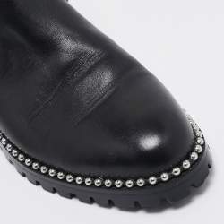 Pre Owned Alexander Wang Black Leather Studded Accents Chelsea Boots Size 40