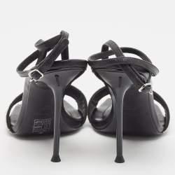 Pre Owned Alexander Wang Black Leather Crystal Embellished Julie Sandals Size 37