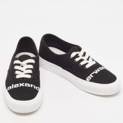 Alexander Wang Black Canvas Dropout Lace Up Sneakers Size 40.5