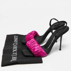 Alexander Wang Purple/Black Satin Julie Slingback Sandals Size 37