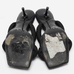 Alexander Wang Black Fabric Logo Print Slide Sandals Size 37
