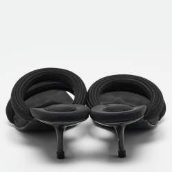 Alexander Wang Black Fabric Logo Print Slide Sandals Size 37