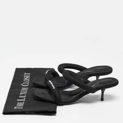Alexander Wang Black Fabric Logo Print Slide Sandals Size 37
