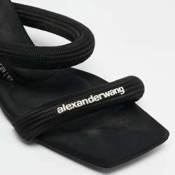 Alexander Wang Black Fabric Logo Print Slide Sandals Size 37