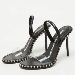 Alexander Wang Black PVC Studded Slingback Nova Sandals Size 35
