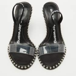 Alexander Wang Black PVC Studded Slingback Nova Sandals Size 35