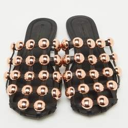 Alexander Wang Black Leather Amelia Studded Flat Mules Size 38
