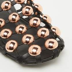 Alexander Wang Black Leather Amelia Studded Flat Mules Size 38