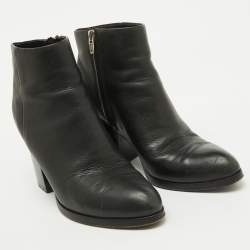 Alexander Wang Black Leather Block Heel Ankle Length Boots Size 39