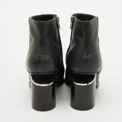 Alexander Wang Black Leather Block Heel Ankle Length Boots Size 39
