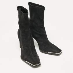 Alexander Wang Black Suede Gabi Ankle Length Boots Size 38