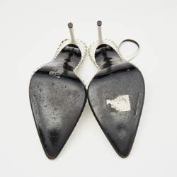 Pre Owned Alexander Wang White Leather Studded Rina Slingback Pumps Size 38.5