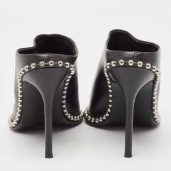 مملوكة مسبقًا Alexander Wang Black Leather Eri Studded Pointed Toe Mules Size 39