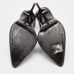 مملوكة مسبقًا Alexander Wang Black Leather Eri Studded Pointed Toe Mules Size 39