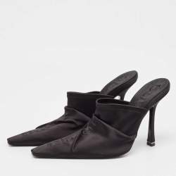 Alexander Wang Black Satin Pointed Toe Mules Size 40