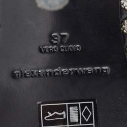 Pre Owned Alexander Wang Black Satin and PVC Studded Nova Slingback Sandals Size 37