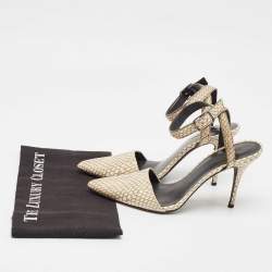 Alexander Wang Beige/Black Snakeskin Leather Ankle Strap Pumps Size 38