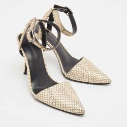 Alexander Wang Beige/Black Snakeskin Leather Ankle Strap Pumps Size 38