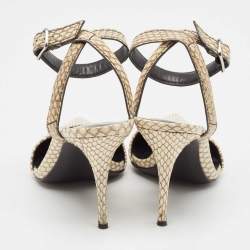 Alexander Wang Beige/Black Snakeskin Leather Ankle Strap Pumps Size 38