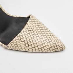 Alexander Wang Beige/Black Snakeskin Leather Ankle Strap Pumps Size 38