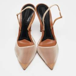 Alexander Wang Beige Mesh and Leather Lovisa Ankle Strap Pumps Size 39
