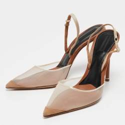 Alexander Wang Beige Mesh and Leather Lovisa Ankle Strap Pumps Size 39