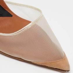 Alexander Wang Beige Mesh and Leather Lovisa Ankle Strap Pumps Size 39