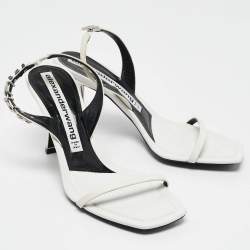 Alexander Wang White Leather Nova Slingback Sandals Size 37.5