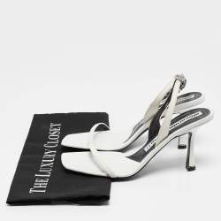 Alexander Wang White Leather Nova Slingback Sandals Size 37.5