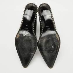 Alexander Wang Black Leather Eri Studded Pointed Toe Ankle Length Boots Size 36.5