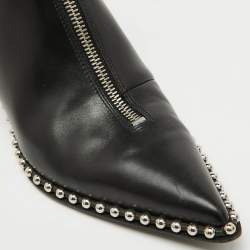 Alexander Wang Black Leather Eri Studded Pointed Toe Ankle Length Boots Size 36.5